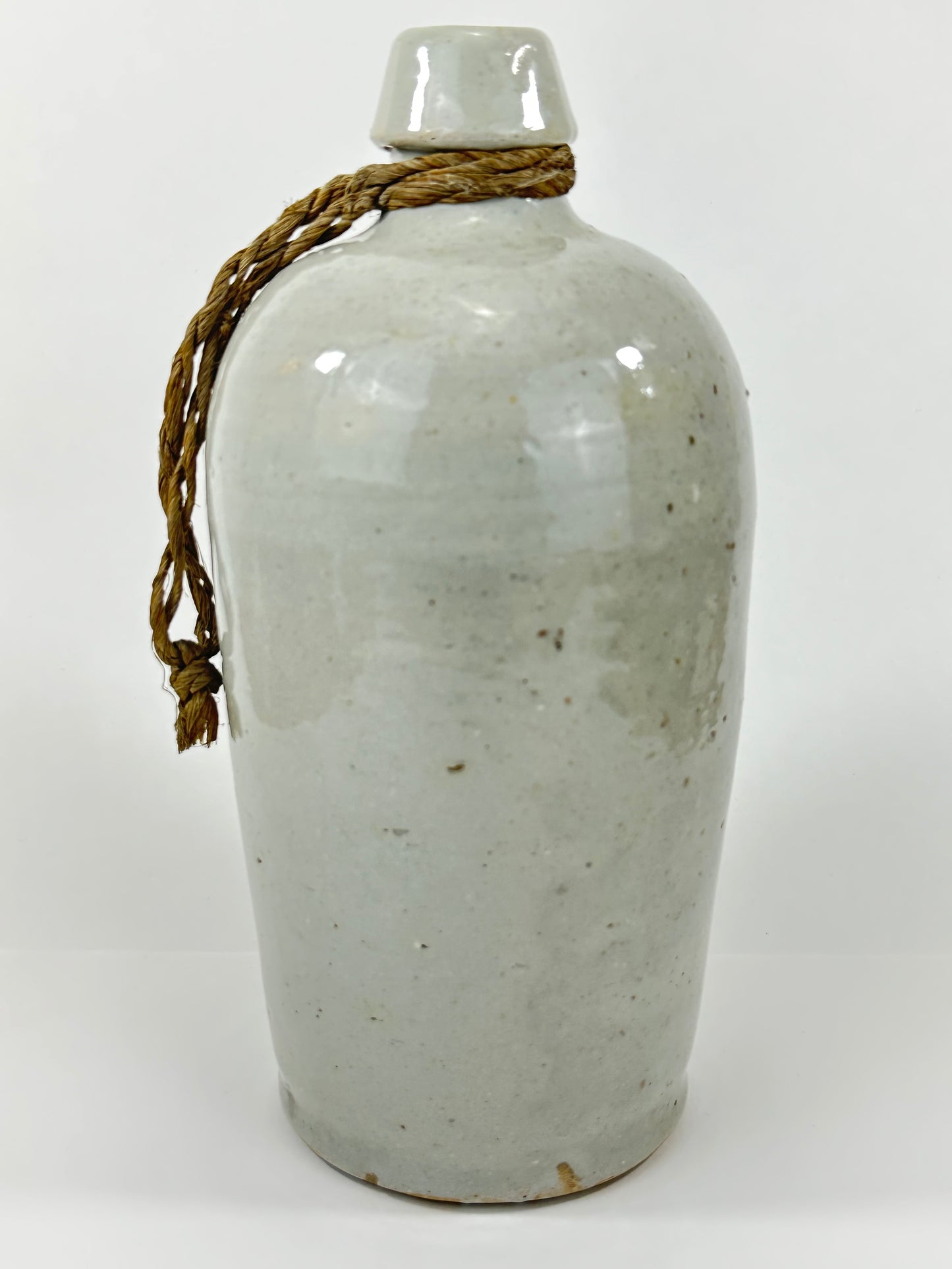 Antique Japanese 1800's Tokkuri Sake Jug Calligraphy Ceramic Vase 10"