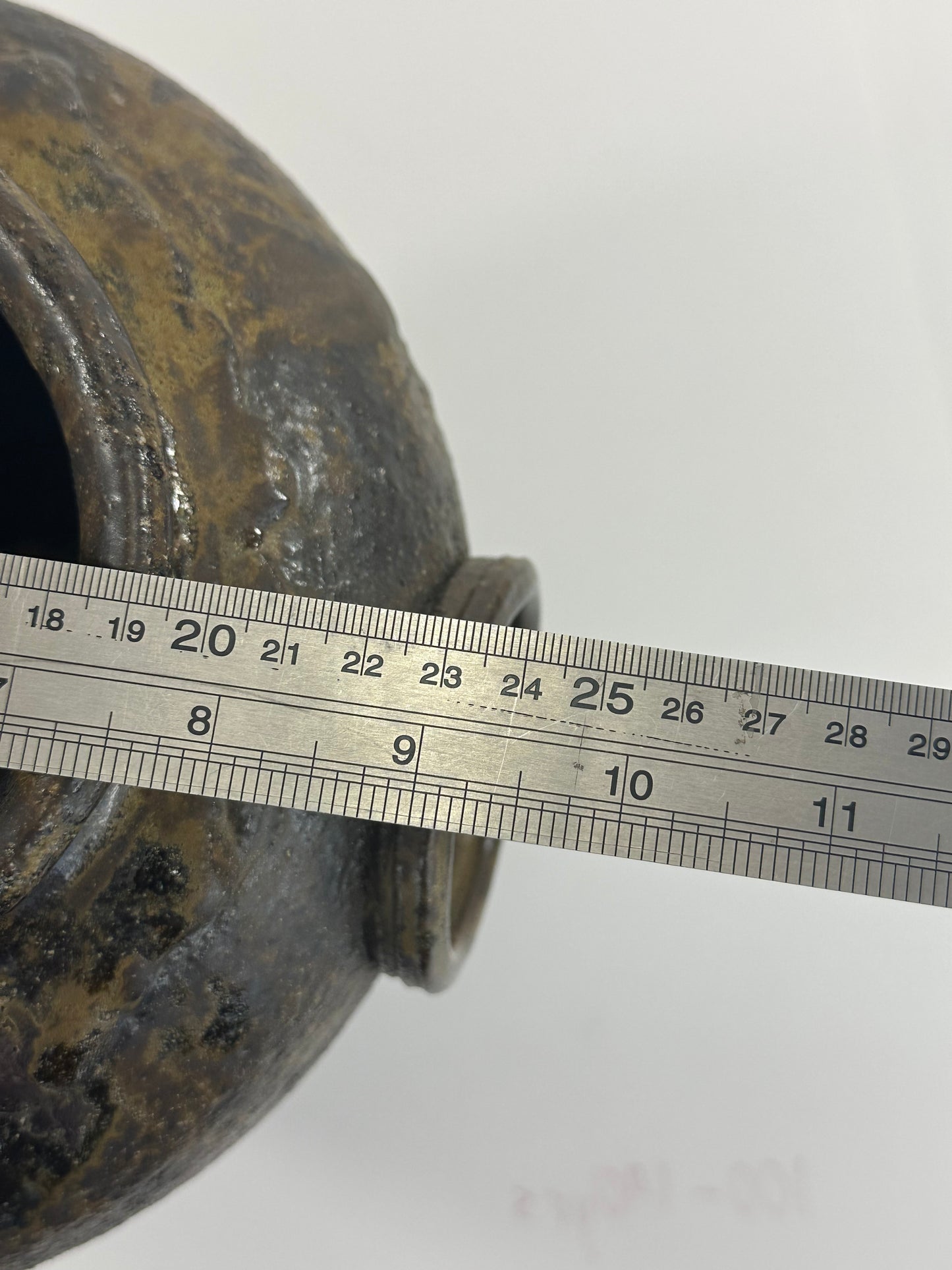 Vintage Japanese Stoneware Vase with Natural Ash Glaze Drips 10.5"H