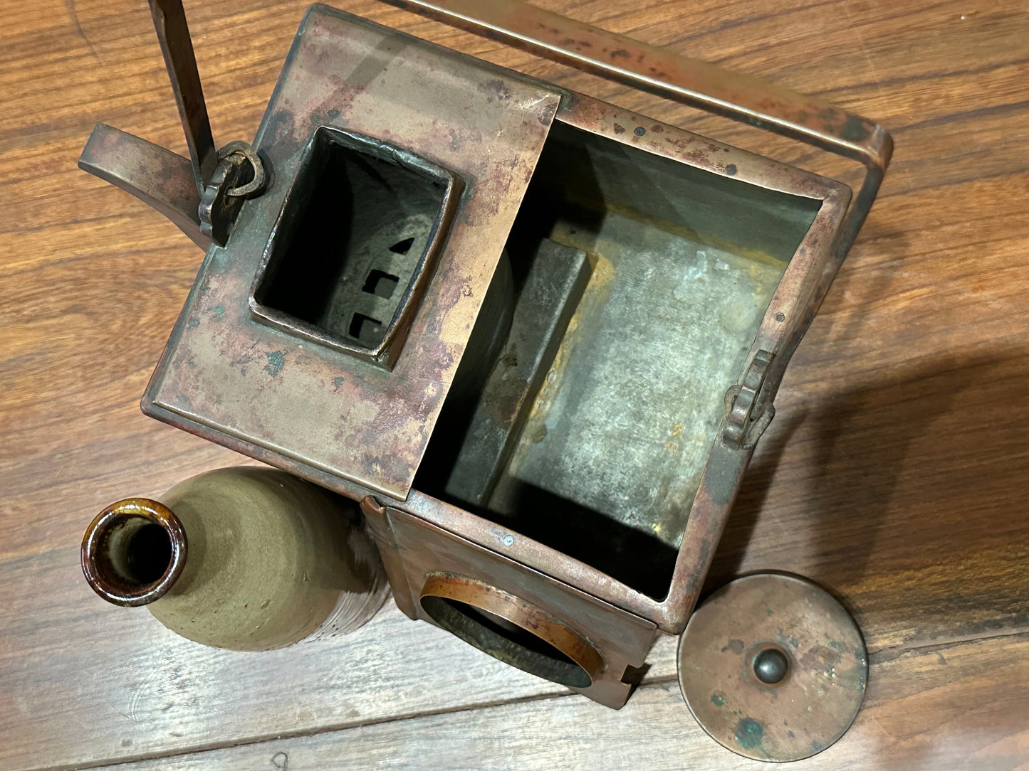 Antique Japanese Copper Kandouko Sake Tokkuri Warmer 9.5"