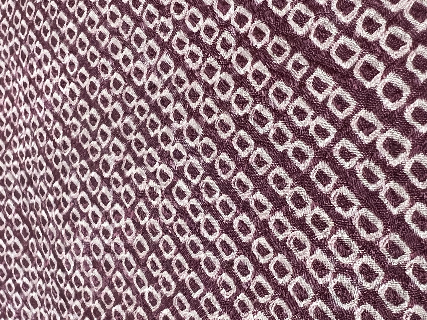 Vintage Japanese Silk Obi Sash in Shibori Style Purple & Floral Pattern 12'L