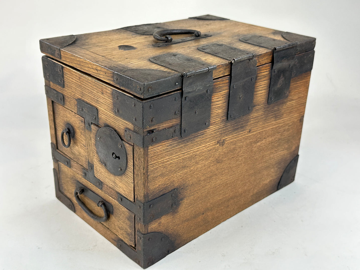 Antique Japanese Taisho Era c.1919 Chestnut Wood Suzuribako Calligraphy Tansu 10"