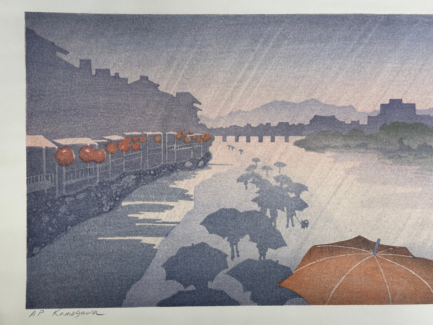 Original Woodblock Print by Carol Jessen b1940 "Kamagowa" 18.5"W