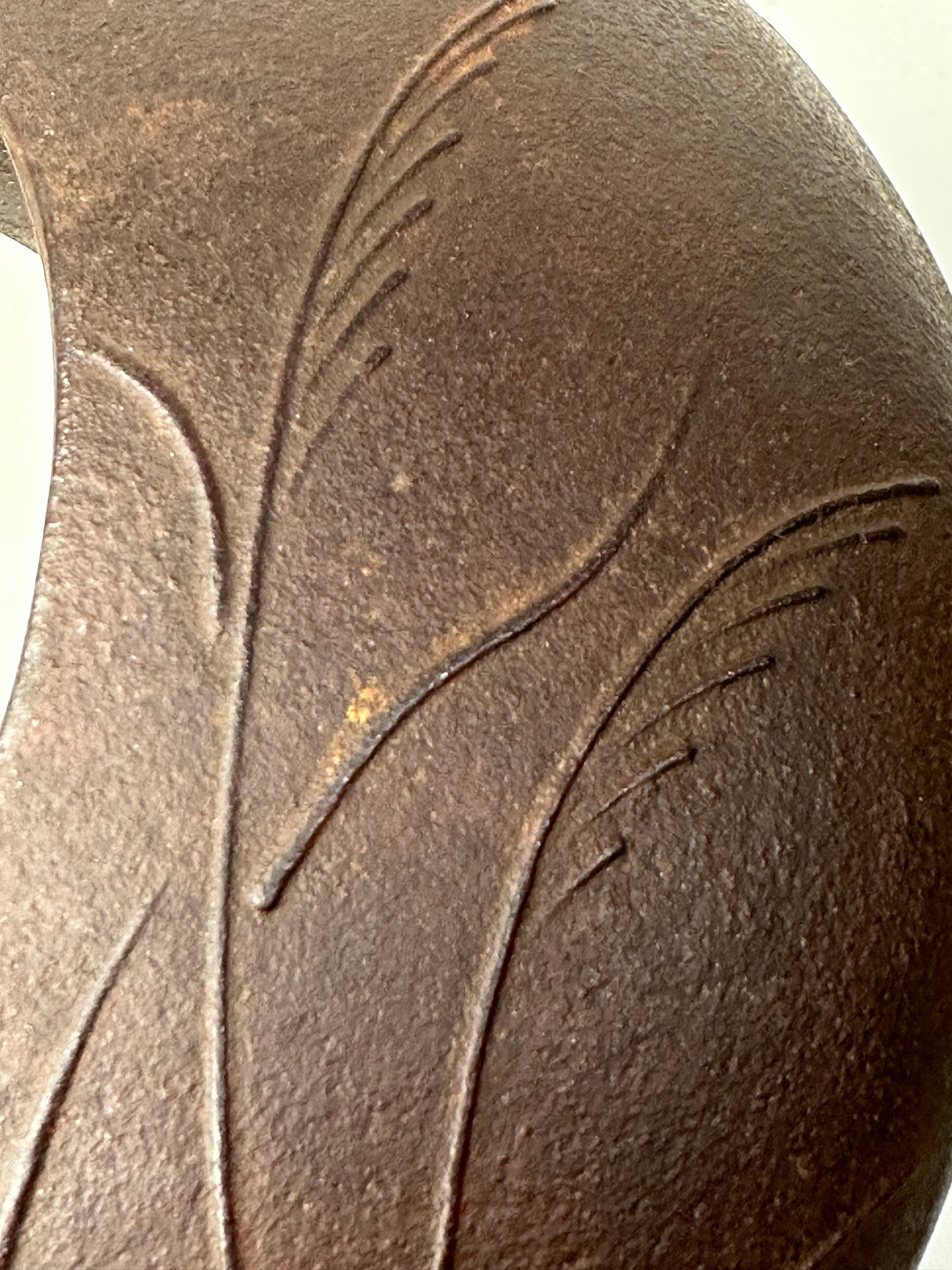 Vintage Japanese Iron Ikebana Vase Mikazuki 三日月花瓶 Crescent Moon 10"