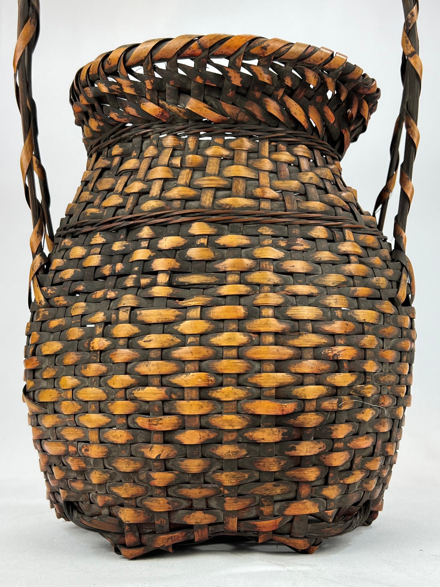 Antique Japanese Taisho Era c1920's Bamboo Kago Ikebana Basket 17"H