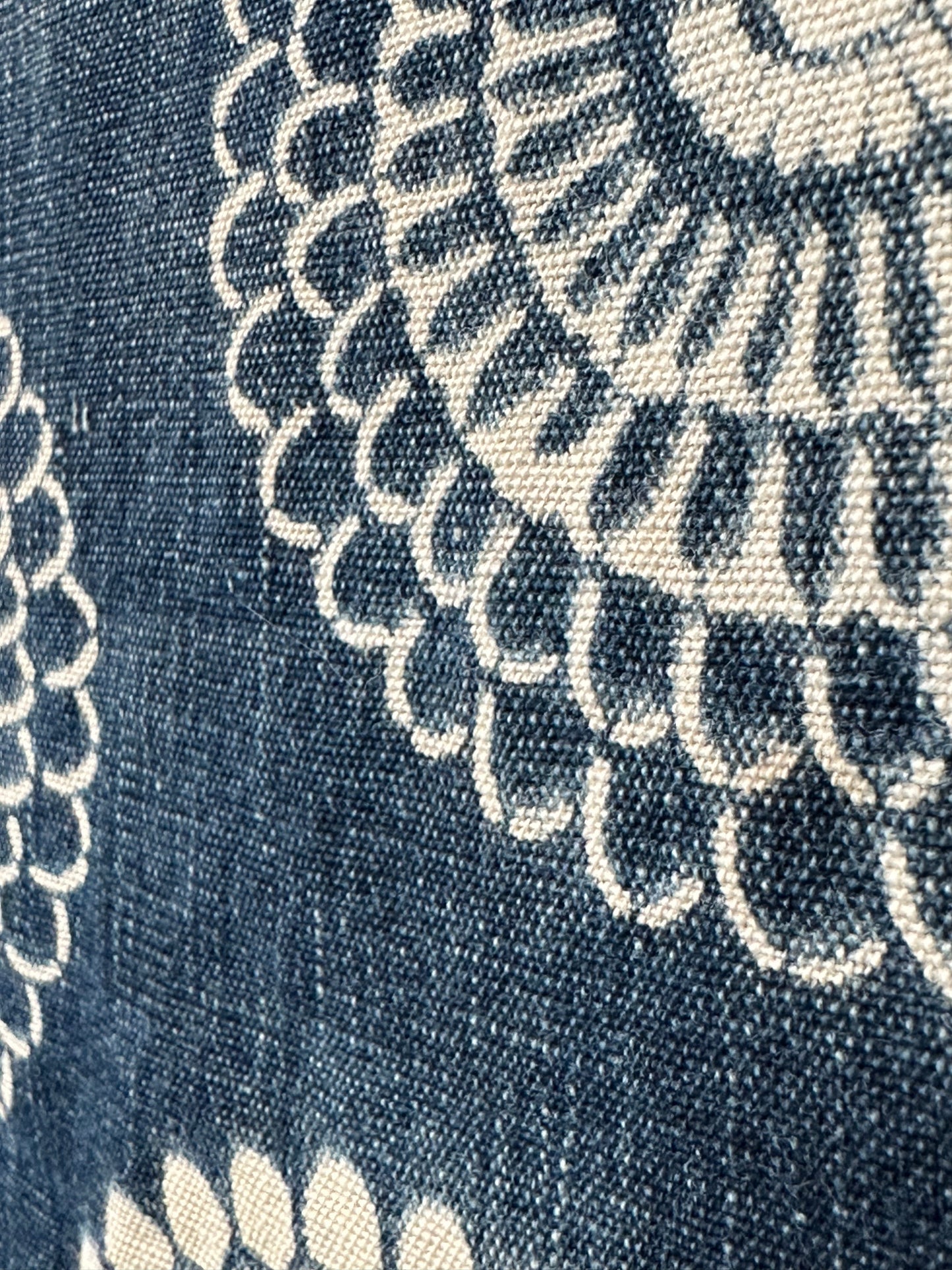Antique Japanese 19th Century Textile - Katazome Indigo ~14"W Kiku
