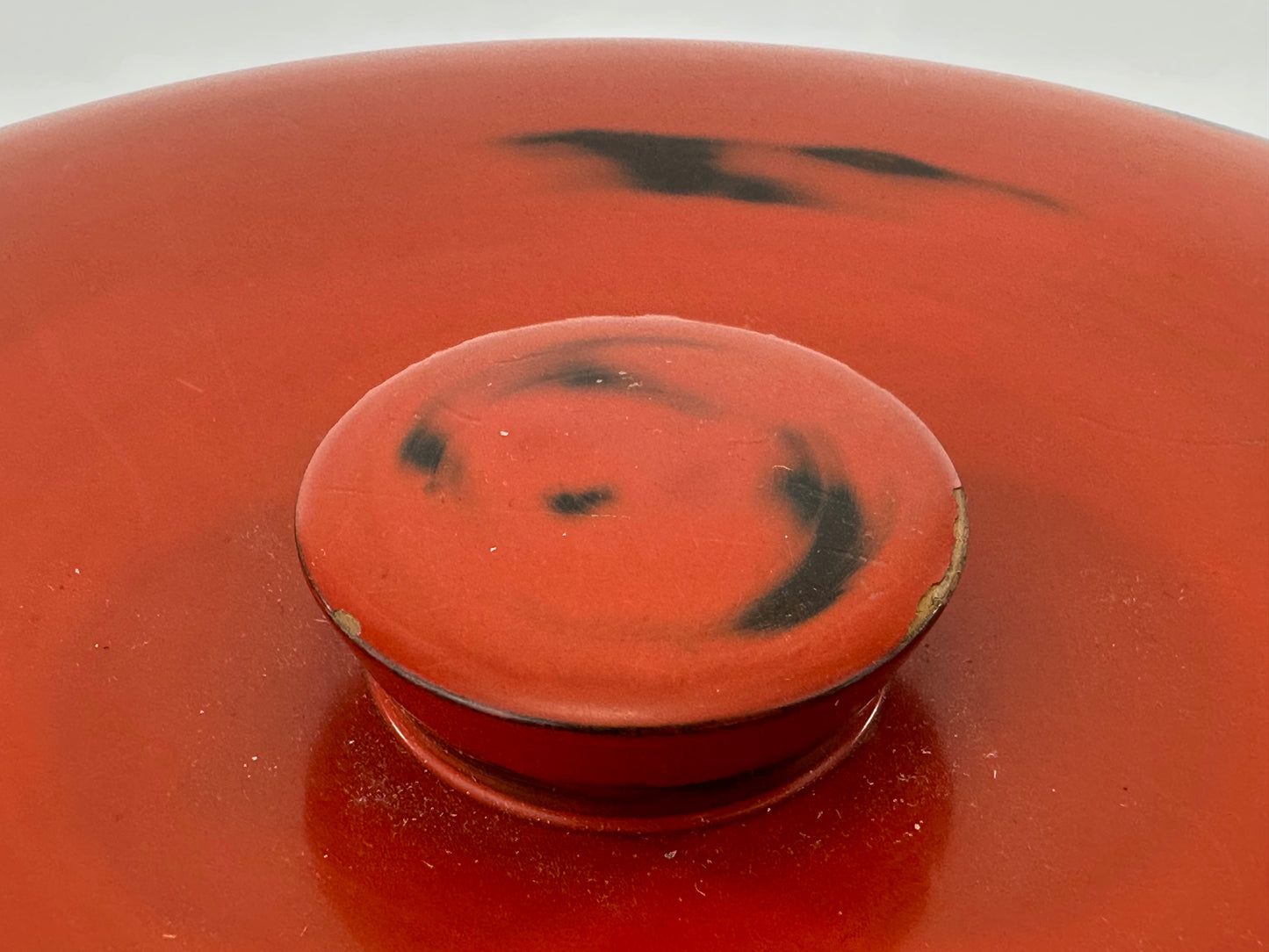 Antique Japanese Meiji Era Negoro Lacquer Lidded Bowl Matching Tray 9.5"