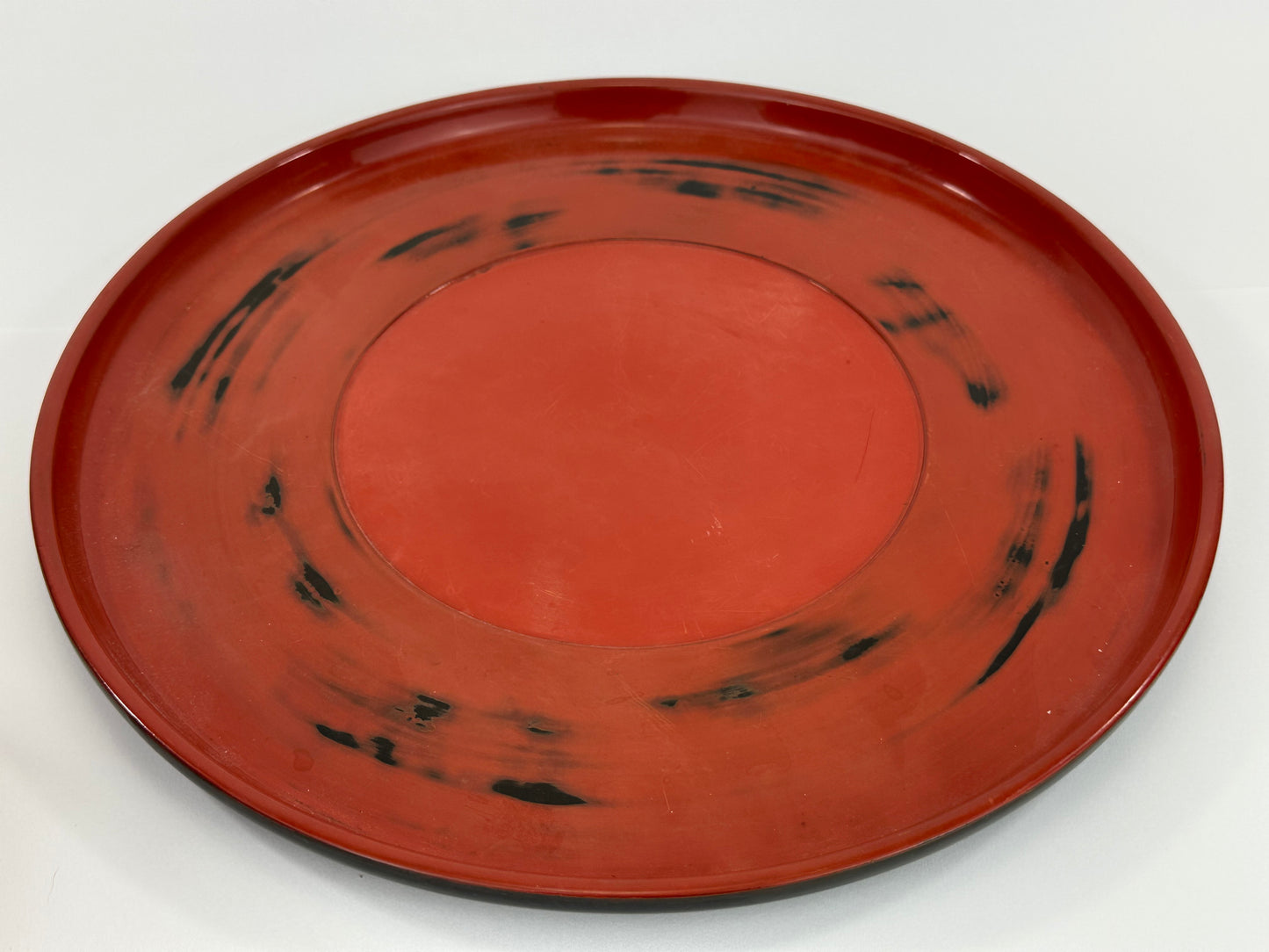 Antique Japanese Meiji Era Negoro Lacquer Lidded Bowl Matching Tray 9.5"