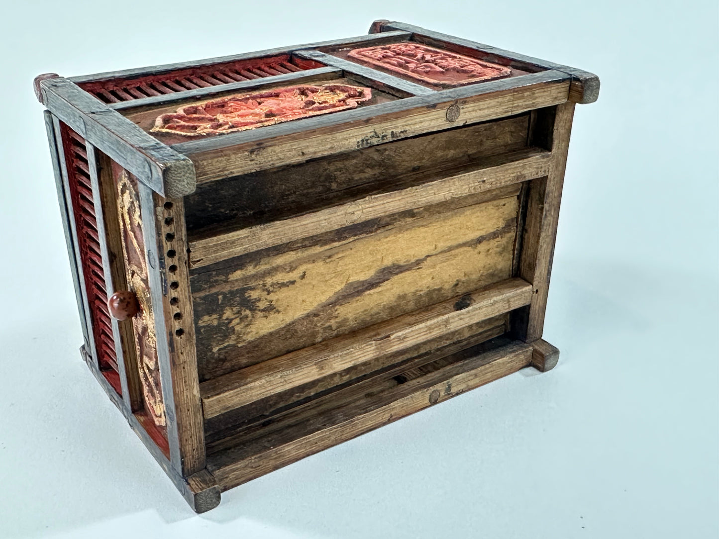 Antique Chinese Singing Cricket Cage Good Fortune Carving 4"