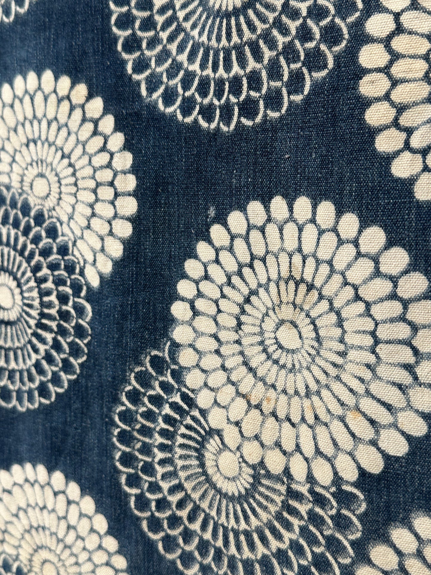 Antique Japanese 19th Century Textile - Katazome Indigo ~14"W Kiku
