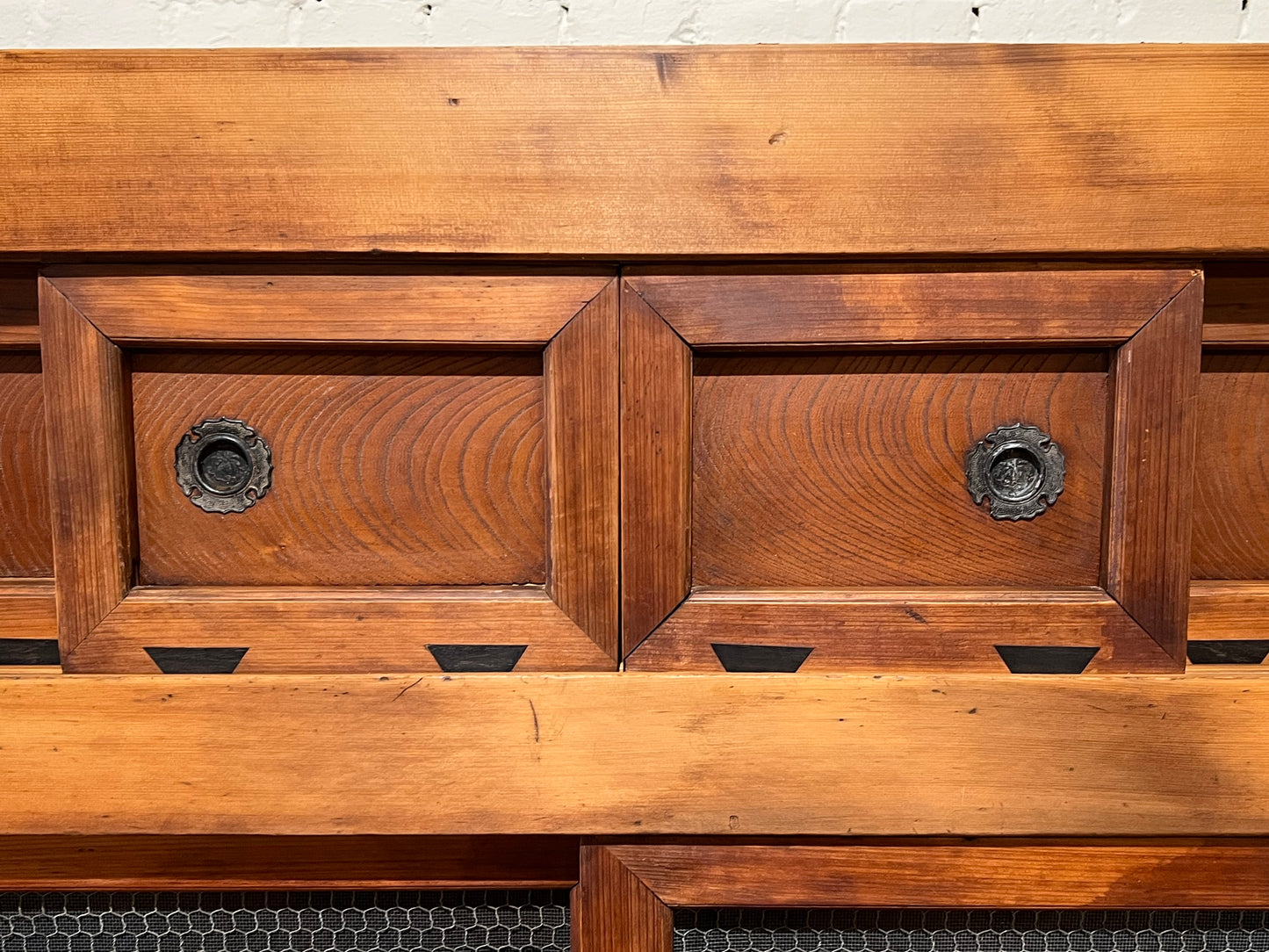 Antique Japanese Kitchen Tansu Meiji Era c1890's Keyaki & Sugi Wood Tansu Chest 48"W
