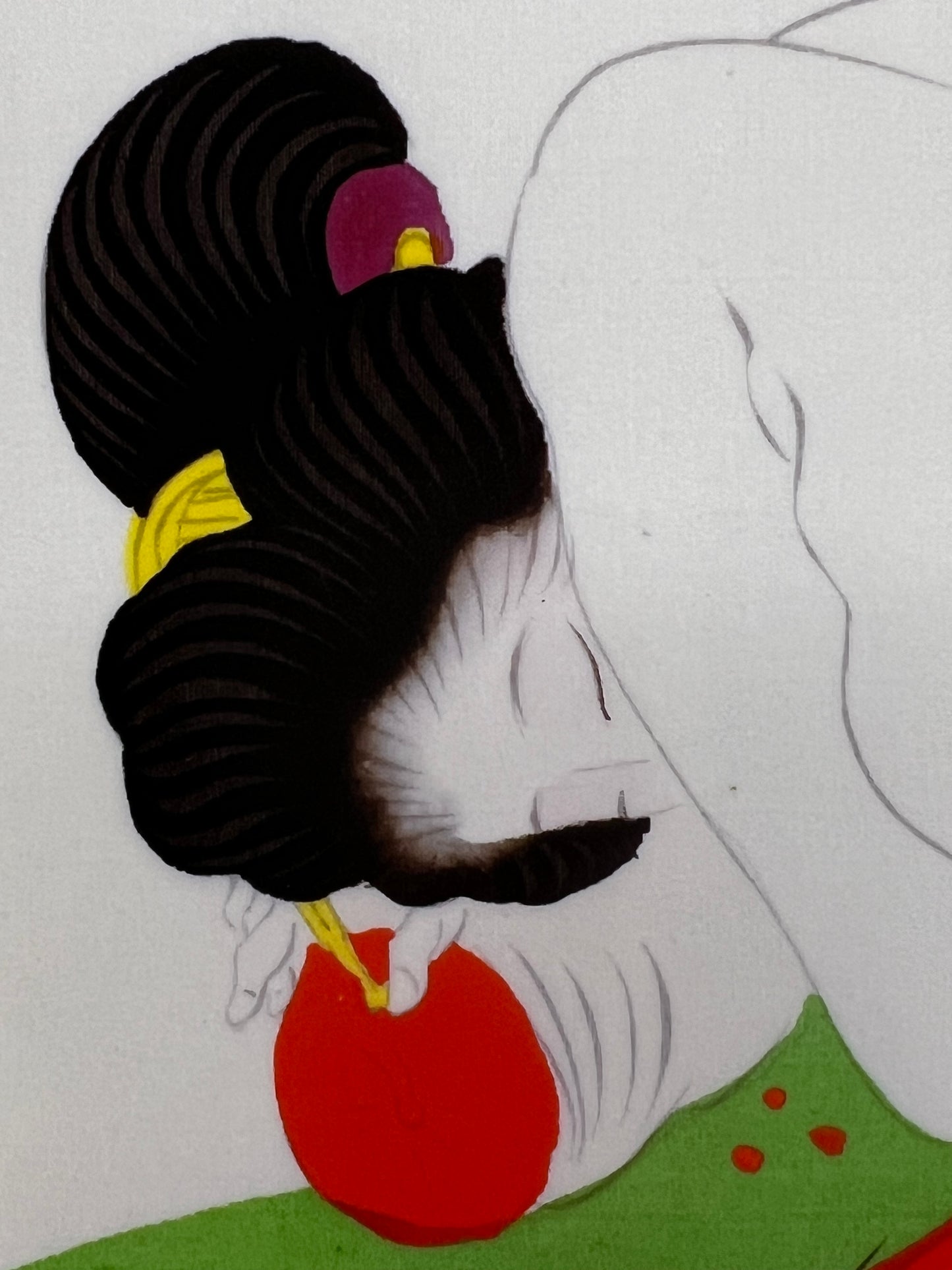 Shunga Japanese Erotic Art Giclee Print Hand Painting on Silk 10.25"x8" #24