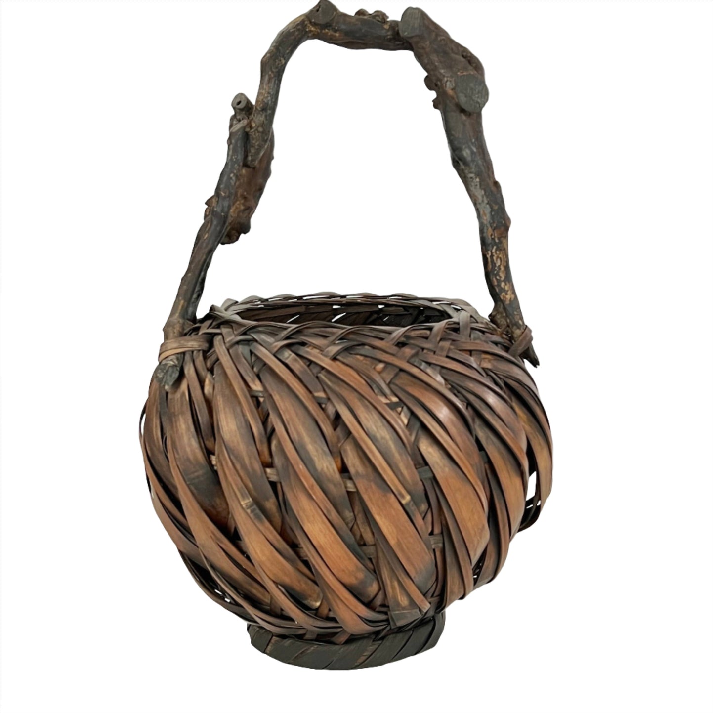 Antique Japanese Meiji Era c1800's Bamboo Kago Ikebana Basket 16"H