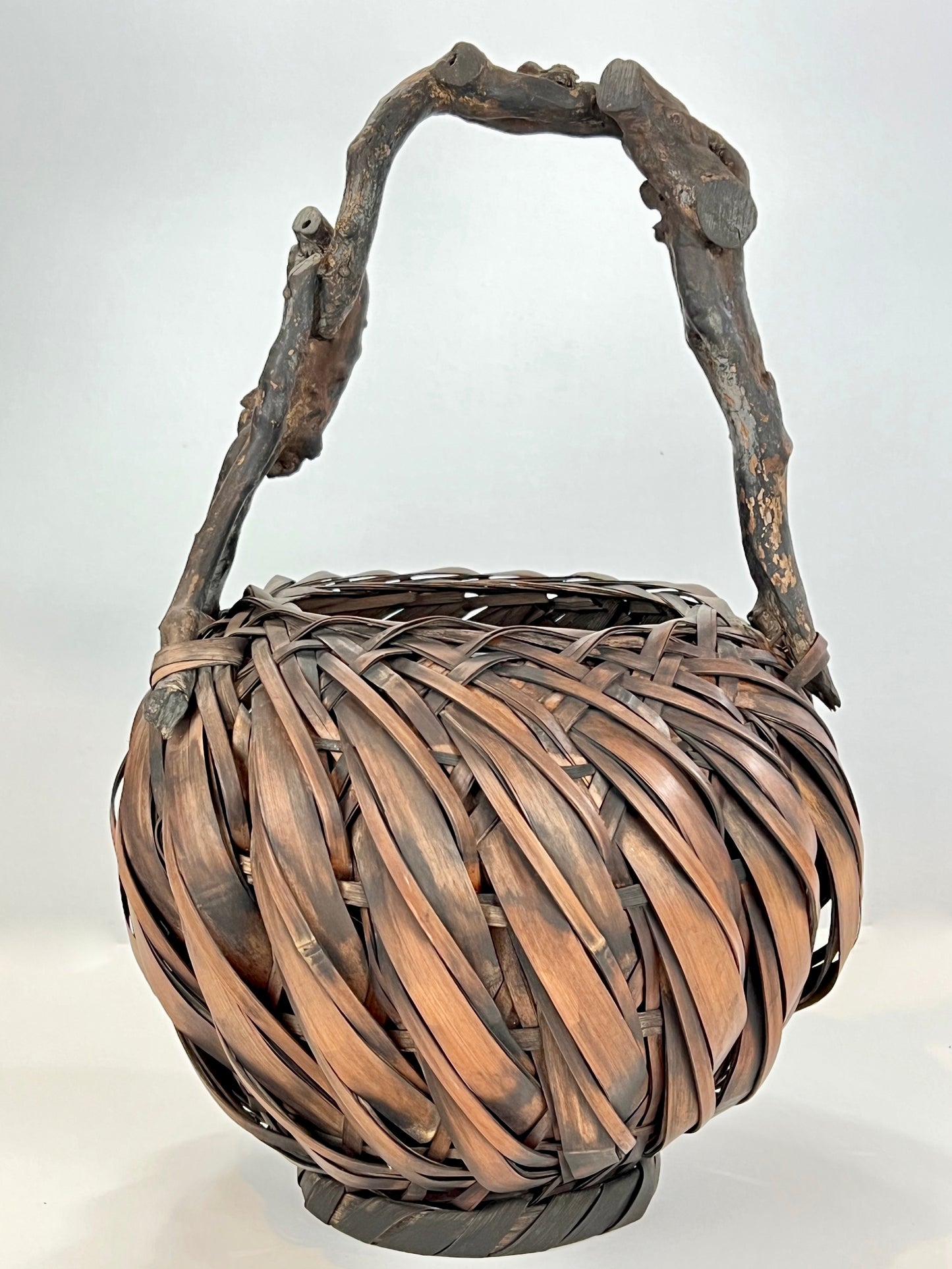 Antique Japanese Meiji Era c1800's Bamboo Kago Ikebana Basket 16"H