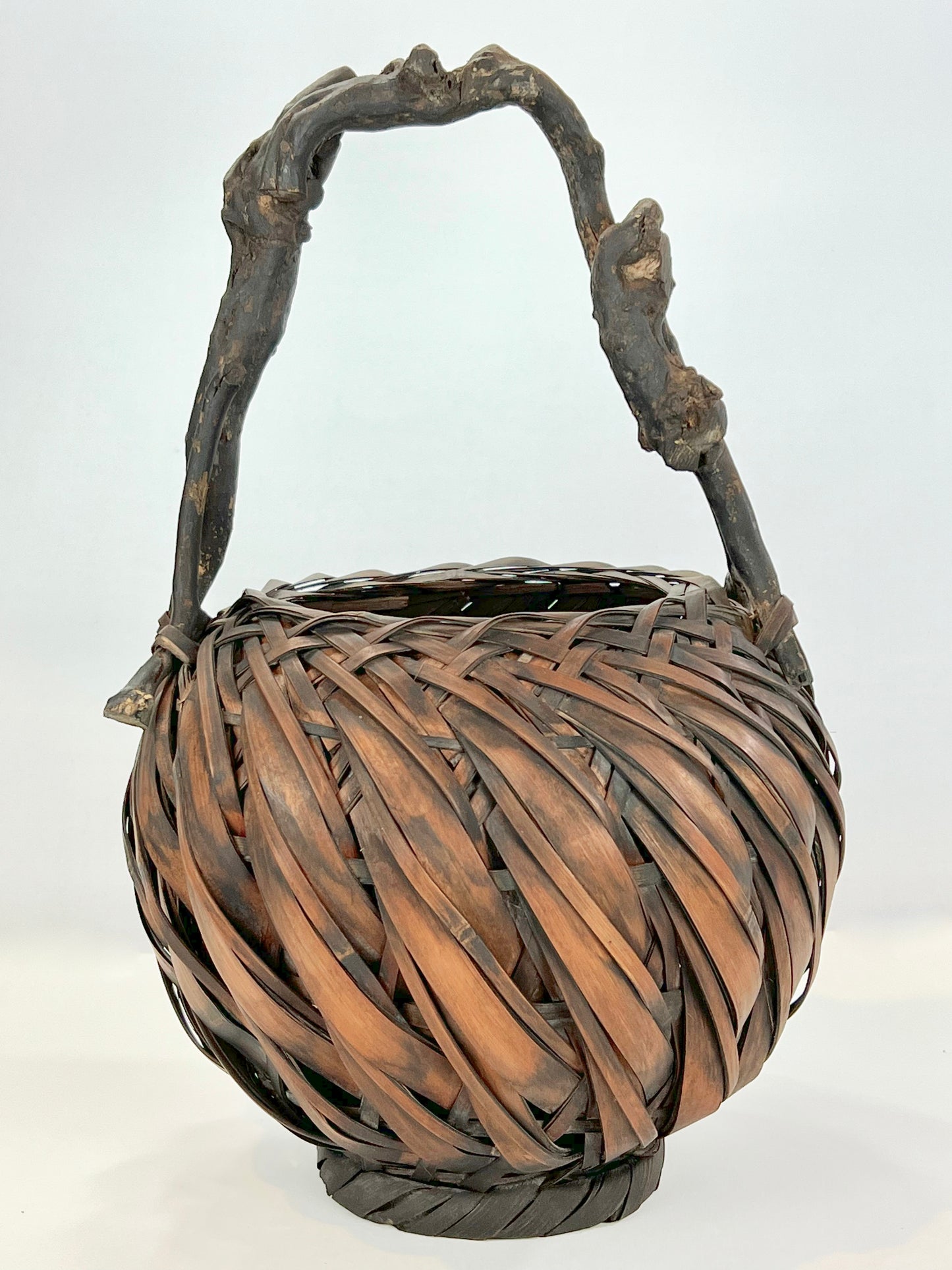 Antique Japanese Meiji Era c1800's Bamboo Kago Ikebana Basket 16"H