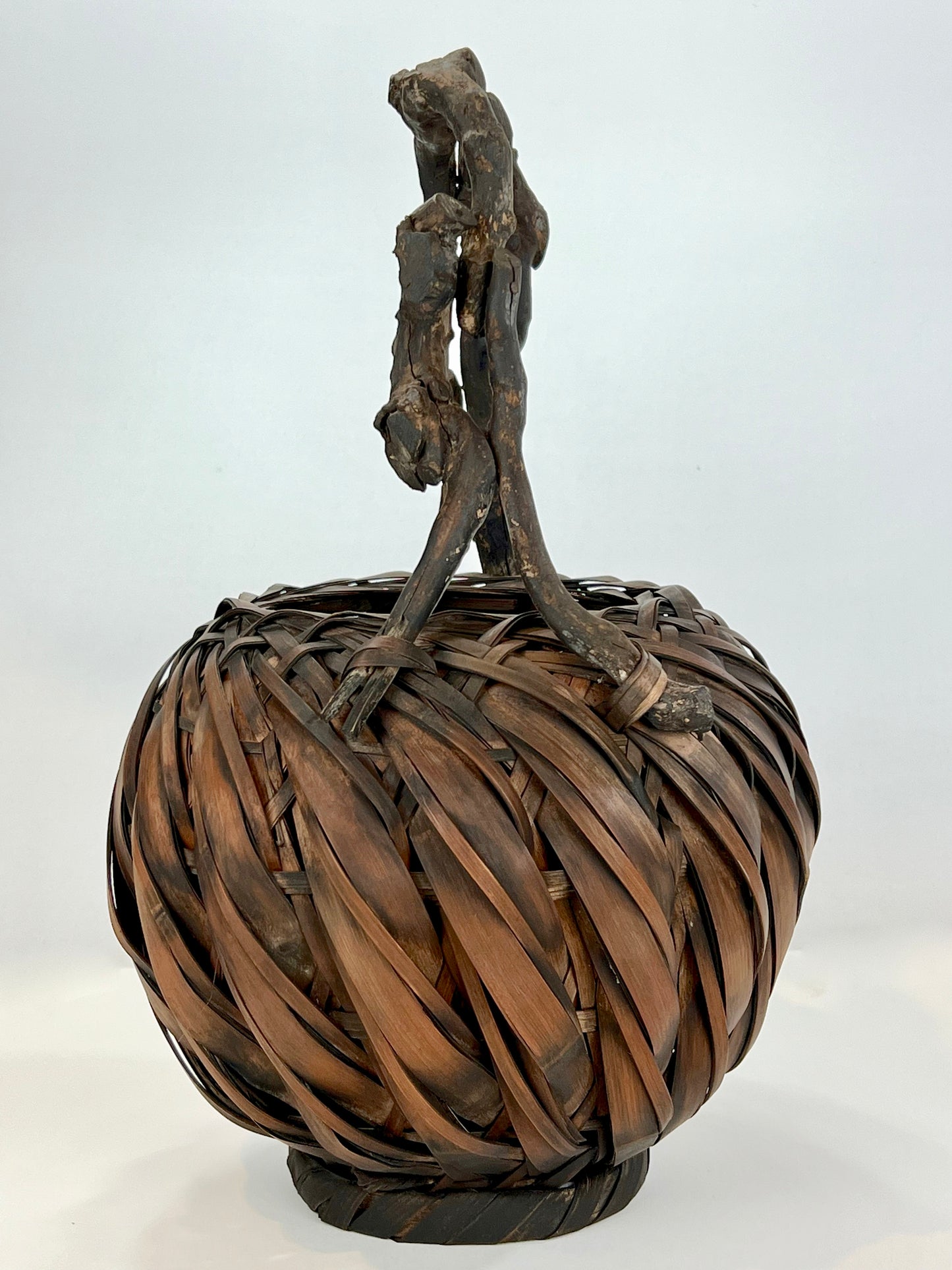 Antique Japanese Meiji Era c1800's Bamboo Kago Ikebana Basket 16"H