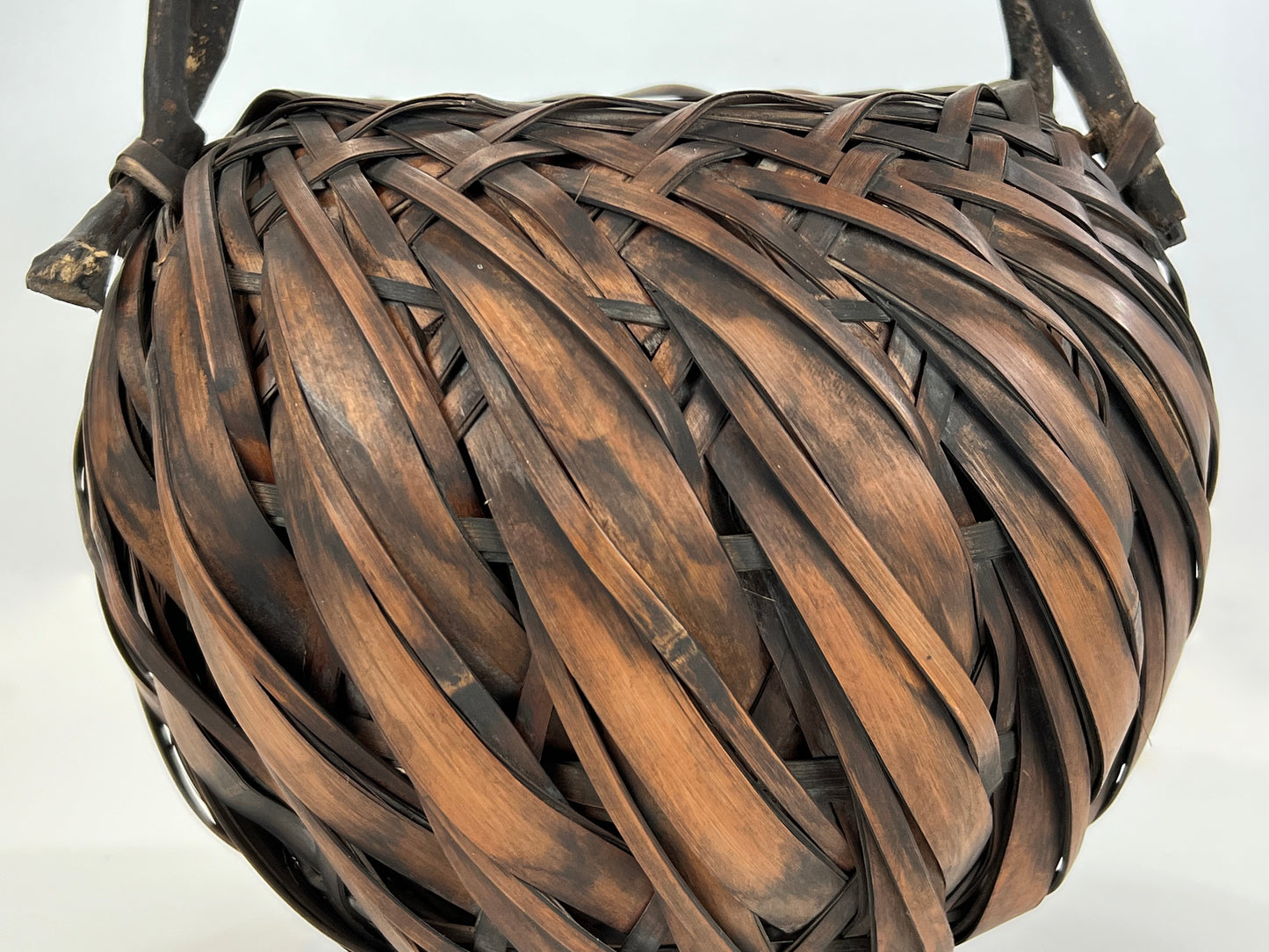 Antique Japanese Meiji Era c1800's Bamboo Kago Ikebana Basket 16"H