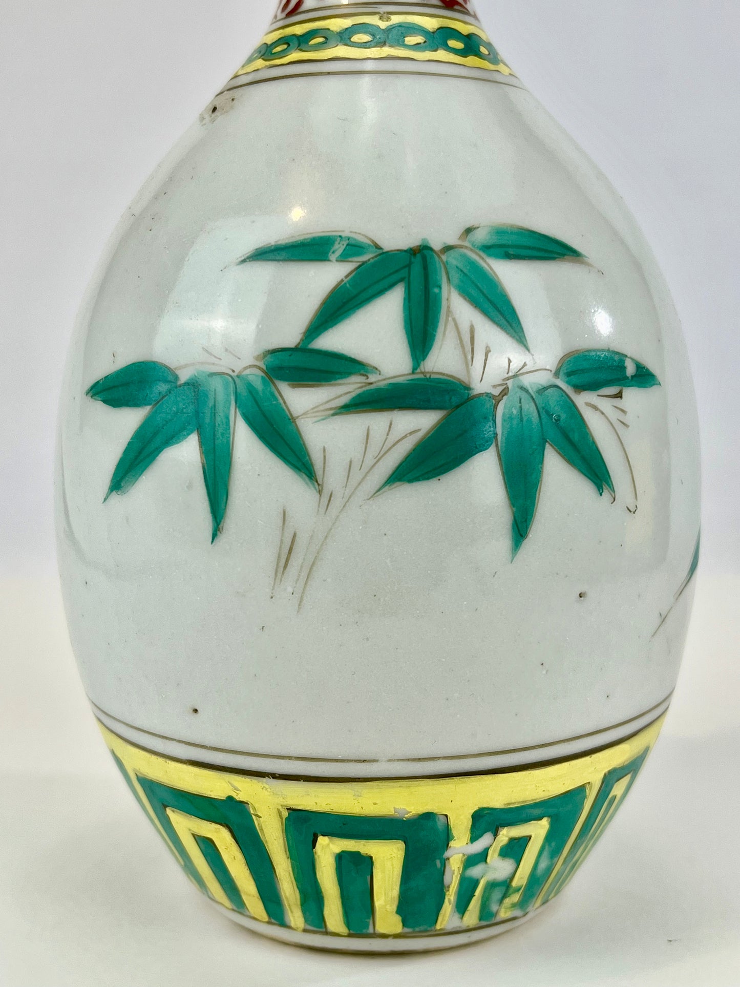 Antique Japanese c1890 Tokkuri Sake Bottle Vase Pine Bamboo Plum 9.5"