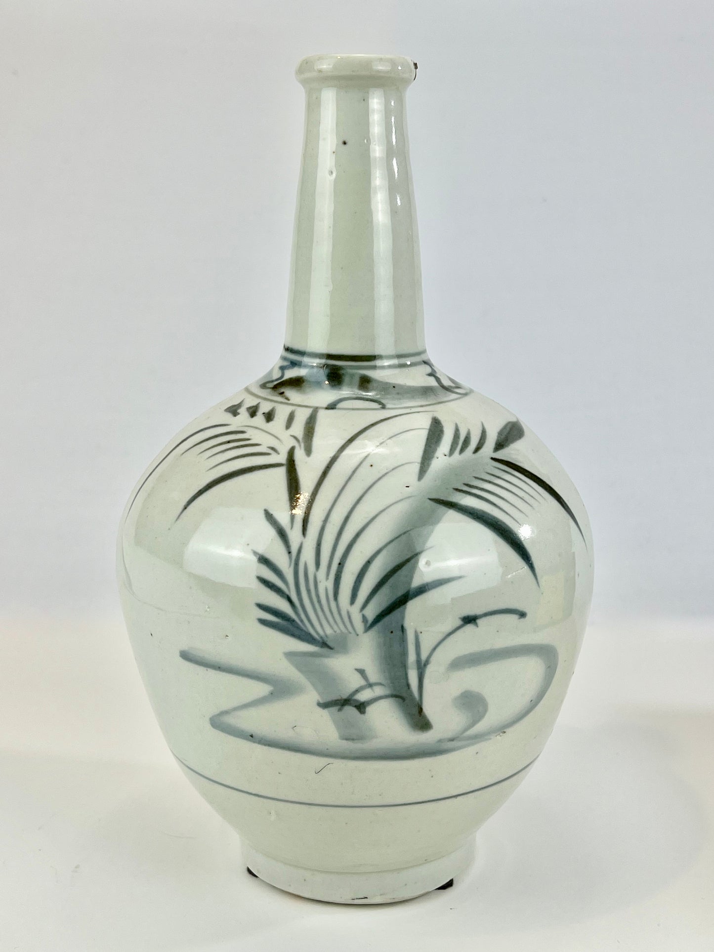Antique Japanese c1890 Tokkuri Sake Bottle Vase Blue & White 11"