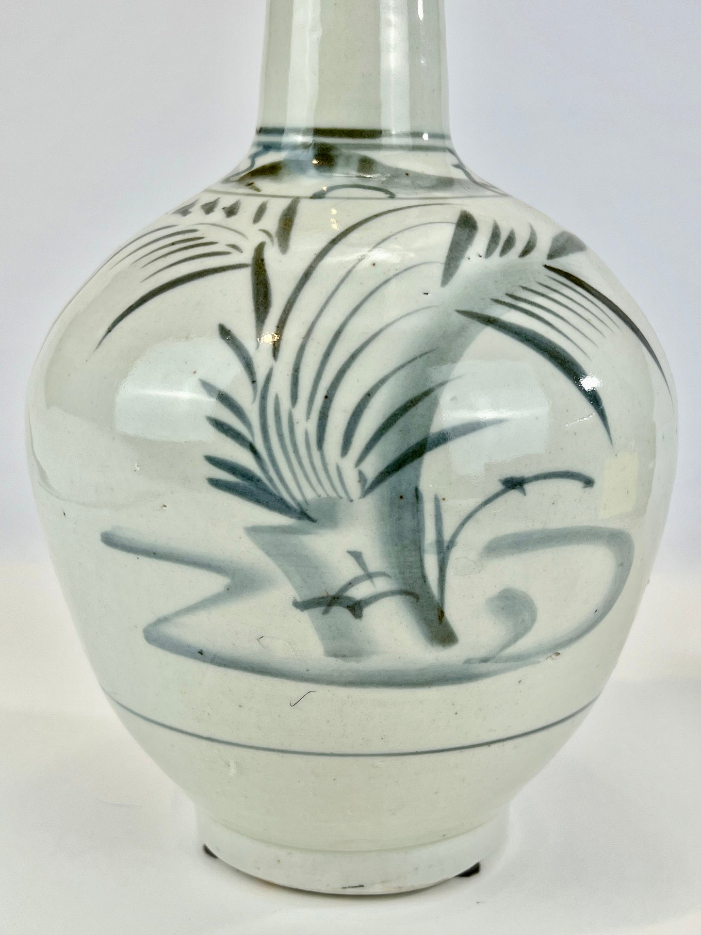 Antique Japanese c1890 Tokkuri Sake Bottle Vase Blue & White 11"