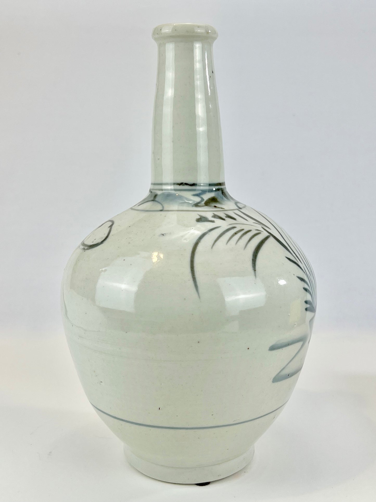 Antique Japanese c1890 Tokkuri Sake Bottle Vase Blue & White 11"