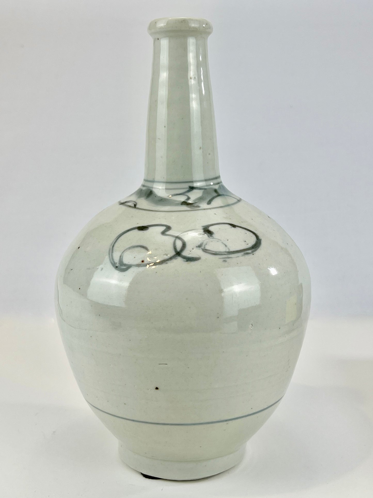 Antique Japanese c1890 Tokkuri Sake Bottle Vase Blue & White 11"