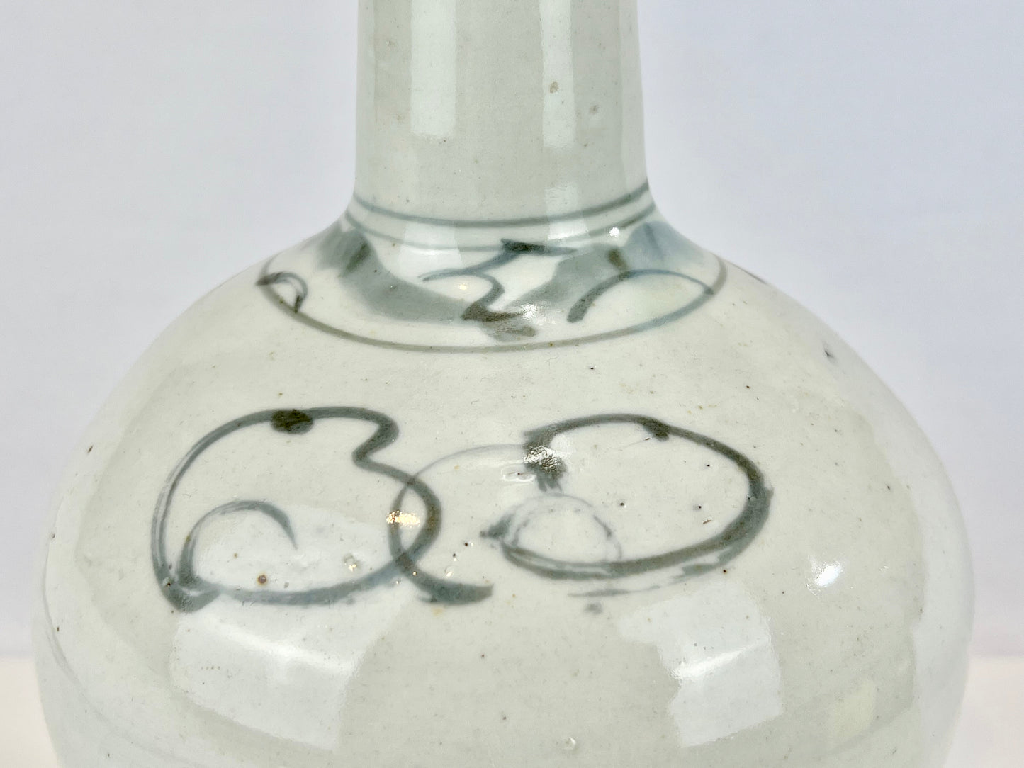 Antique Japanese c1890 Tokkuri Sake Bottle Vase Blue & White 11"