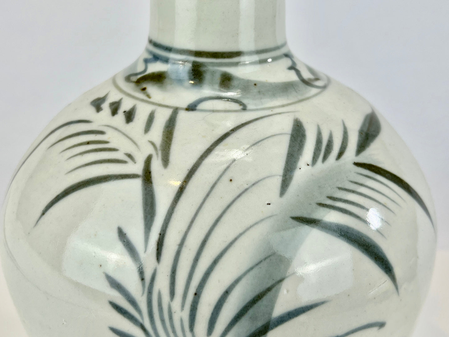 Antique Japanese c1890 Tokkuri Sake Bottle Vase Blue & White 11"