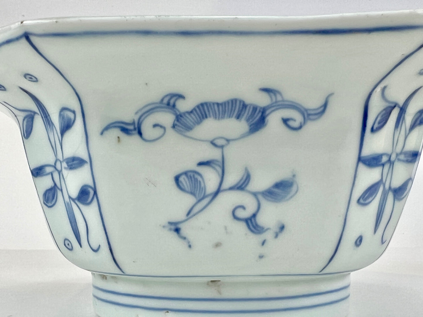 Antique Meiji Hand Painted Imari Japanese Ceramic Square Bowl Blue & White 7”