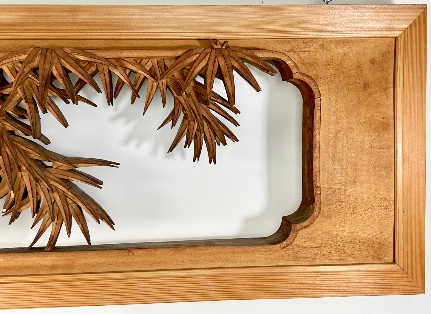 Rare Japanese Ranma Deeply Carved Transom Screen Sugi Wood 68"