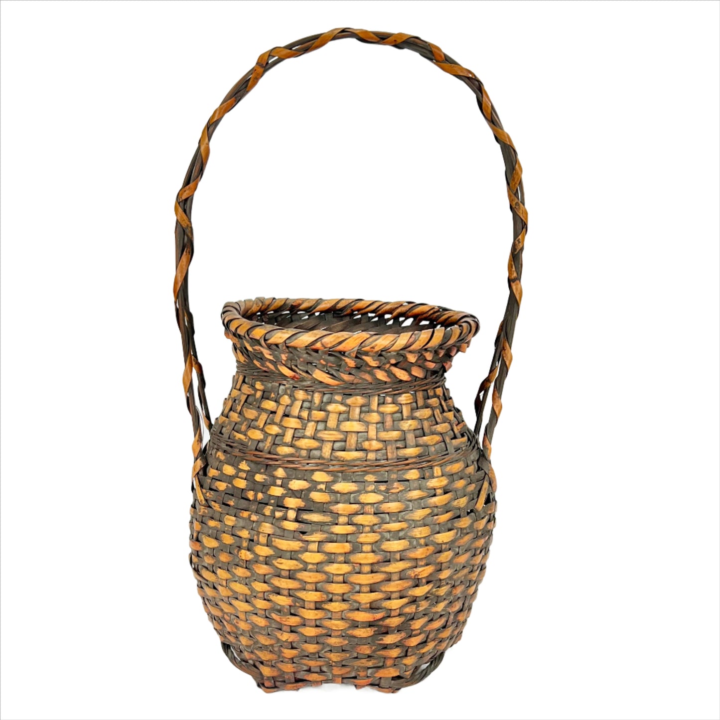Antique Japanese Taisho Era c1920's Bamboo Kago Ikebana Basket 17"H
