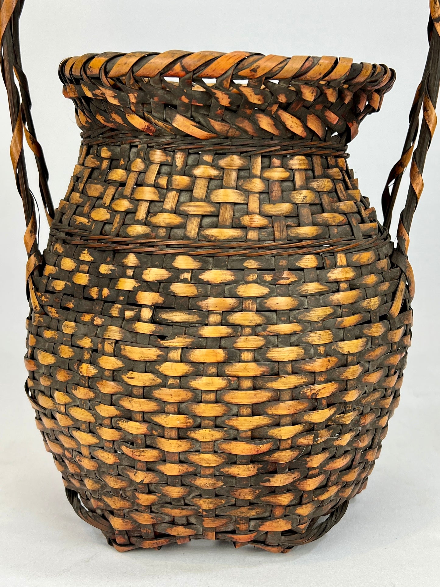 Antique Japanese Taisho Era c1920's Bamboo Kago Ikebana Basket 17"H