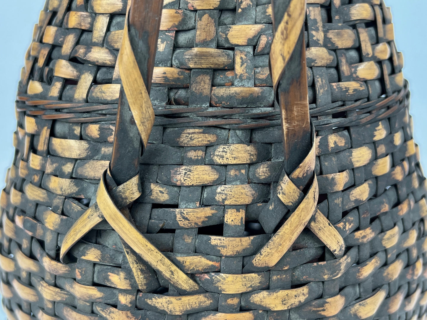 Antique Japanese Taisho Era c1920's Bamboo Kago Ikebana Basket 17"H