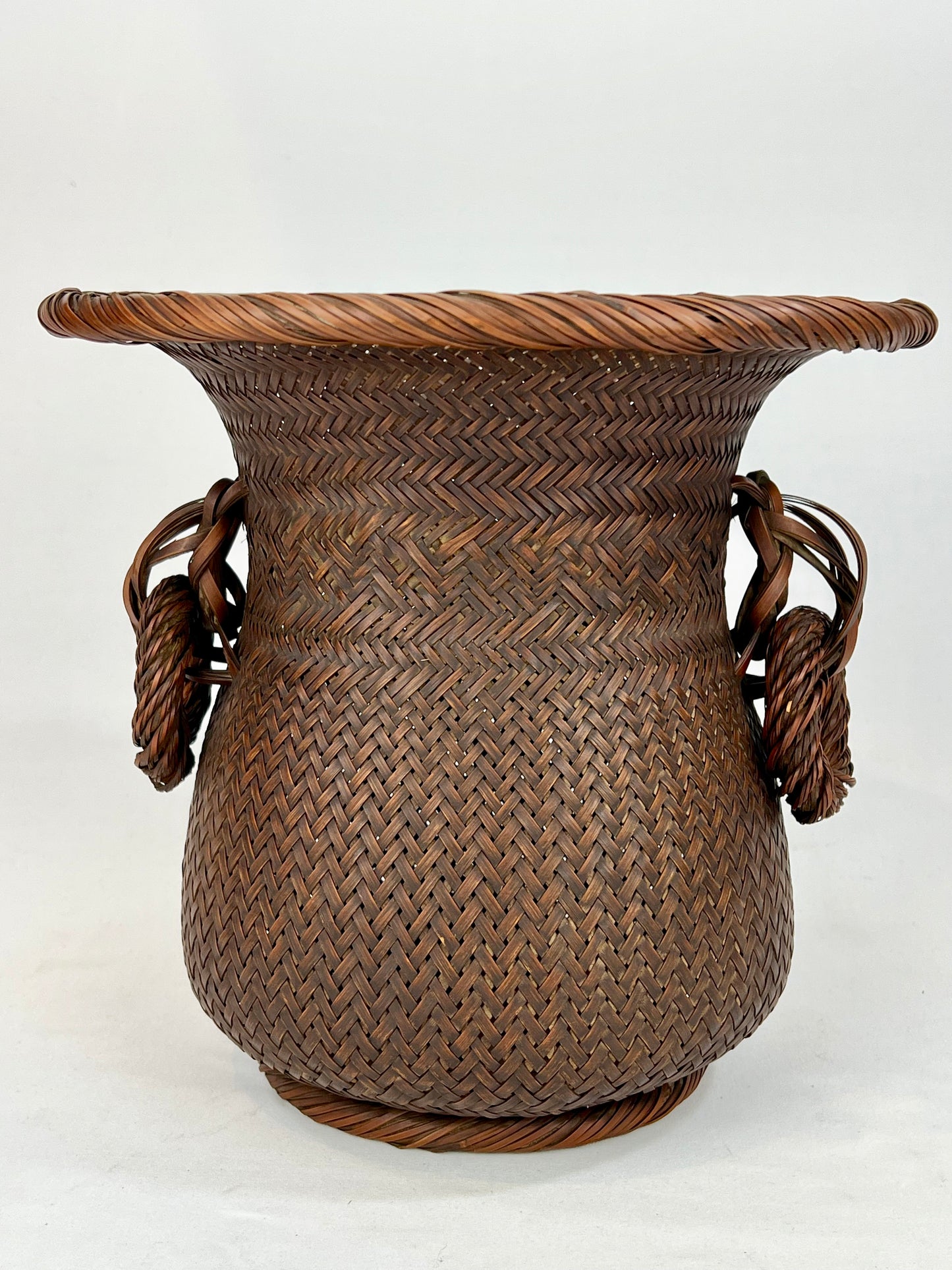 Antique Japanese Showa Era c1930's Bamboo Kago Ikebana Basket 10"