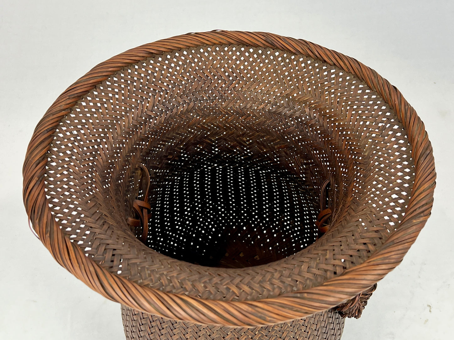 Antique Japanese Showa Era c1930's Bamboo Kago Ikebana Basket 10"