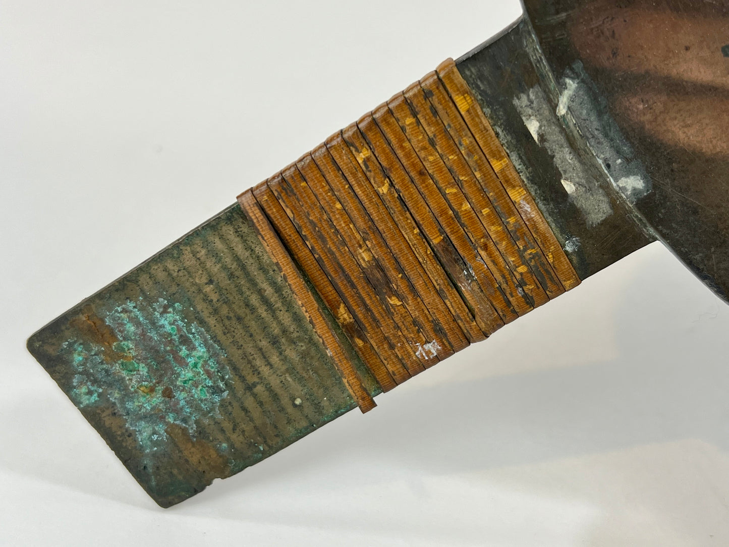 Antique Japanese Bronze Geisha Hand Mirror Kagami Crane & Turtle 11"