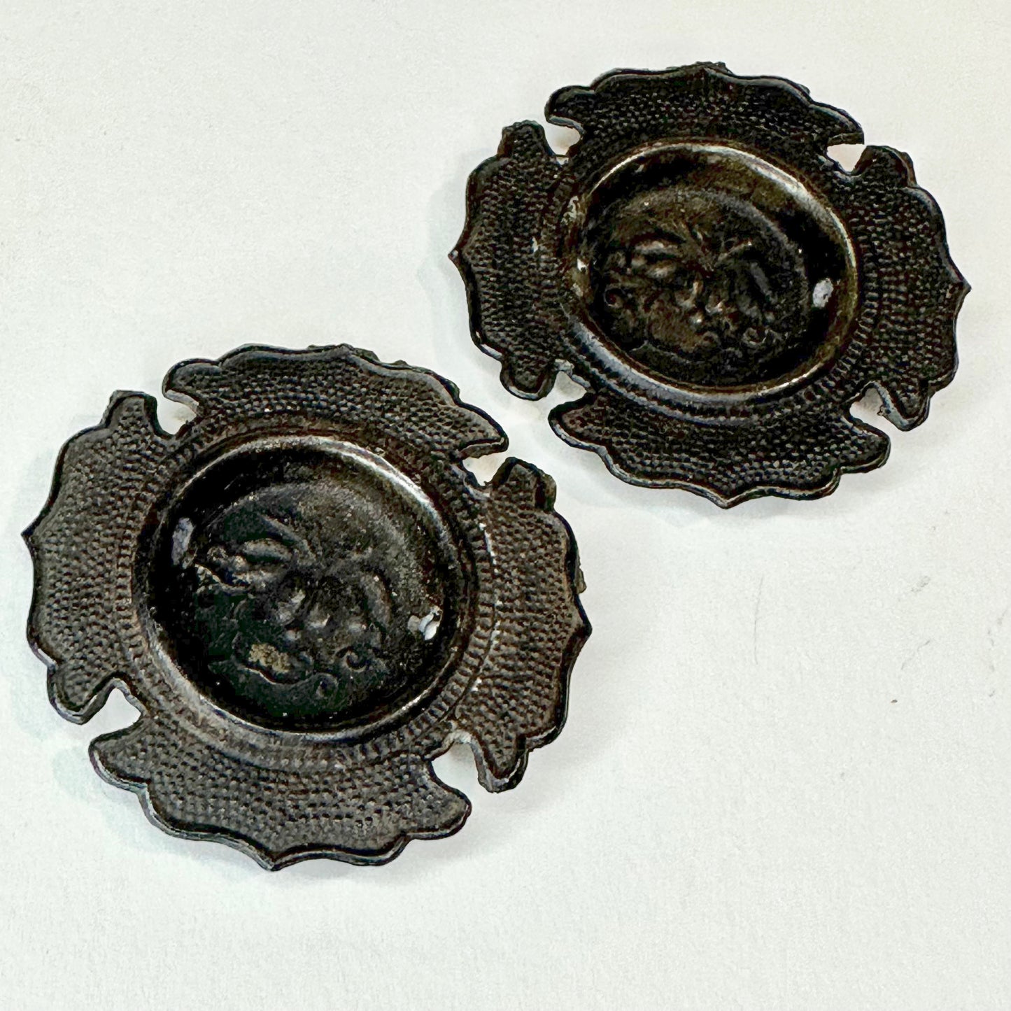 Vintage Japanese c1920’s Set 2 Steel Hikite Sliding Fusuma Door Pulls