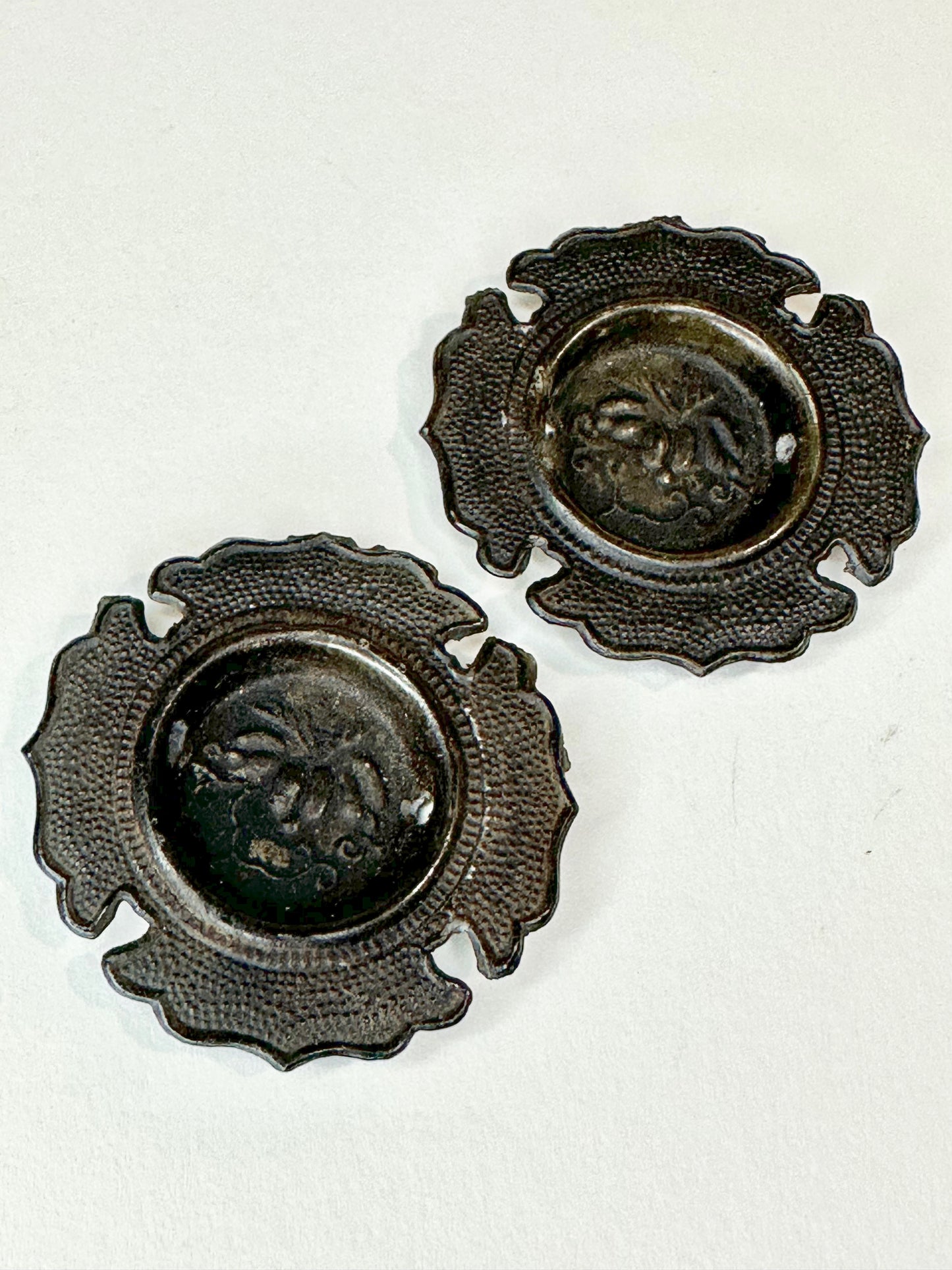 Vintage Japanese c1920’s Set 2 Steel Hikite Sliding Fusuma Door Pulls