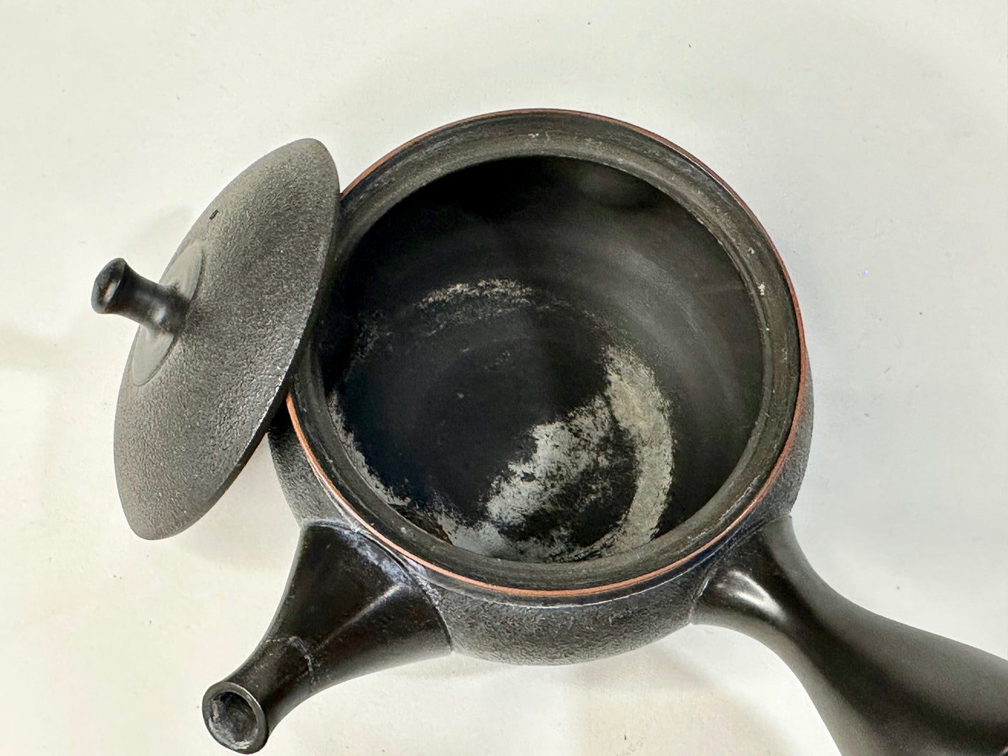 Vintage Prized Japanese Kyusu Sencha Tea Black Ceramic Tea Pot Hallow Side Handle Signed