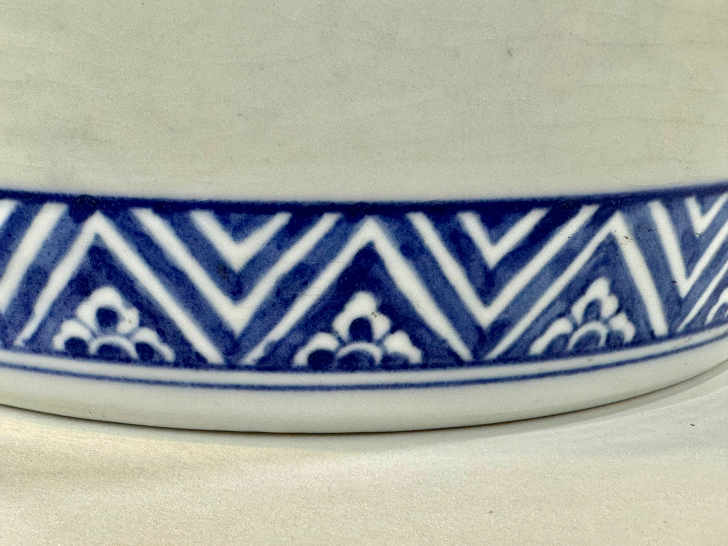 Antique Japanese Meiji Era Ceramic Blue & White Hibachi Brazier Teachers of Art 9”