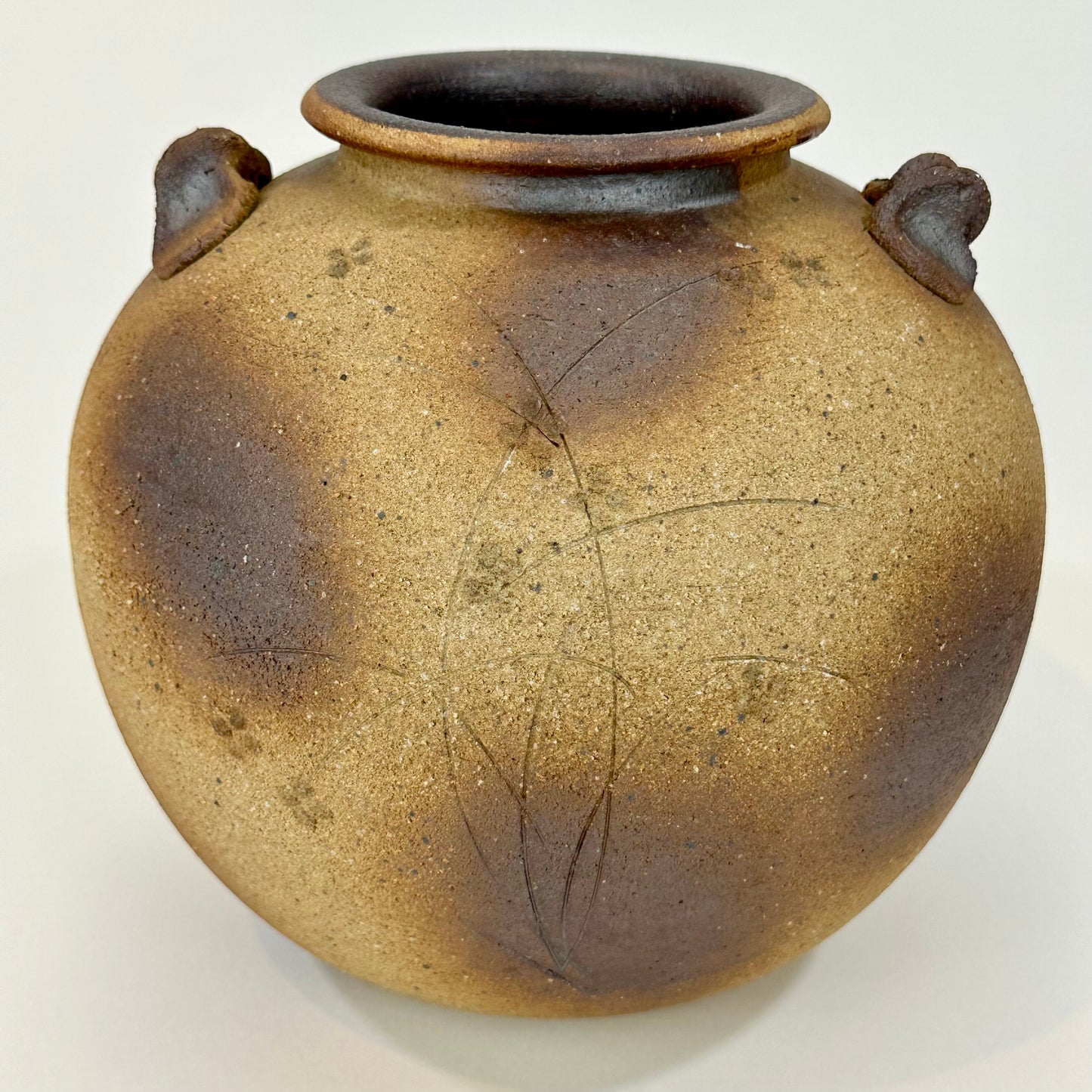 Vintage Japanese Showa Era (mid 20th) Bizen Ware Vase Ikebana 8"