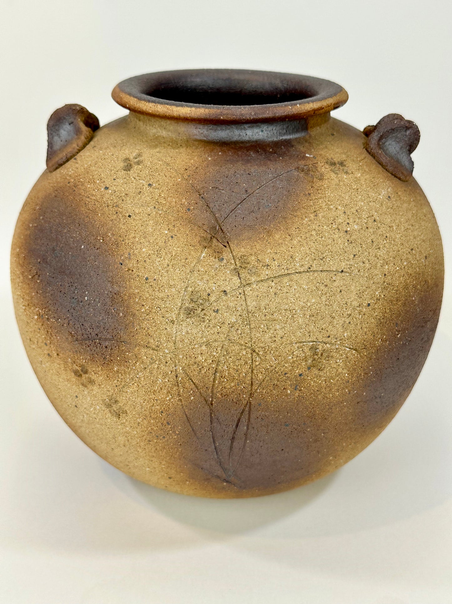 Vintage Japanese Showa Era (mid 20th) Bizen Ware Vase Ikebana 8"