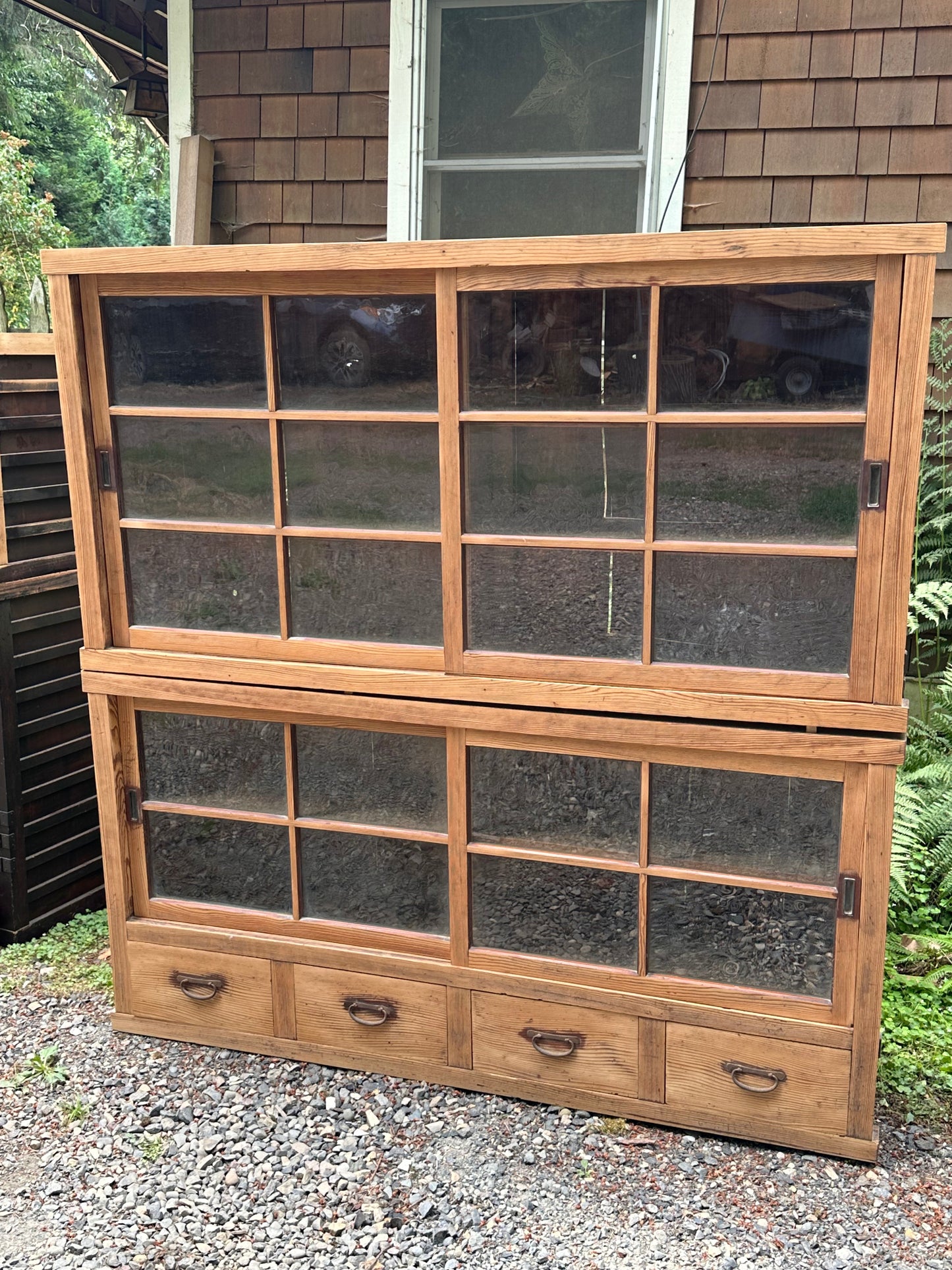Antique Japanese Display Case Tansu Sugi Wood Late Meiji/Early Taisho