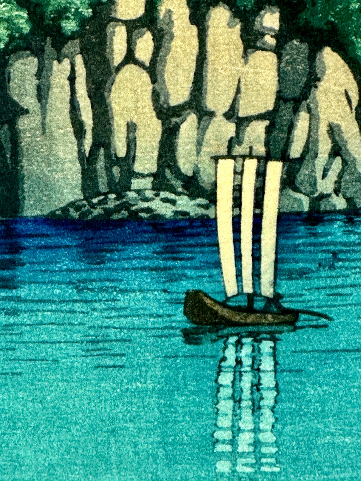 Kawase Hasui Giclee Woodblock Print "Calm at Kasaki" c1943 7"x10"