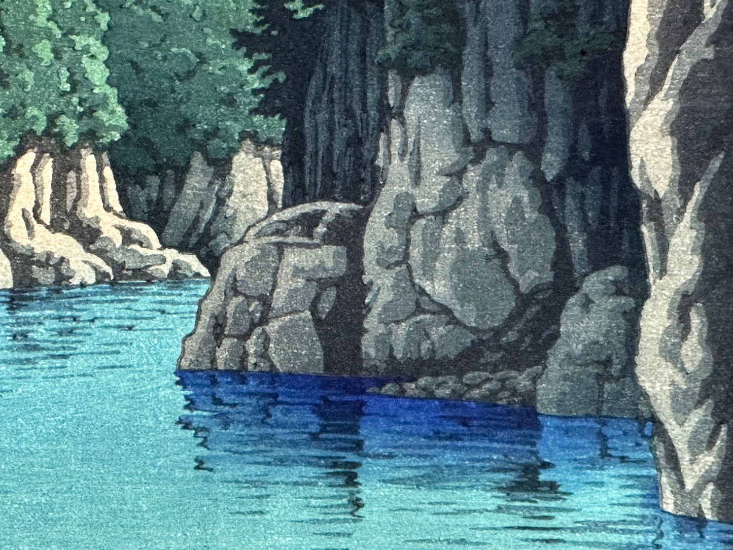 Kawase Hasui Giclee Woodblock Print "Calm at Kasaki" c1943 7"x10"