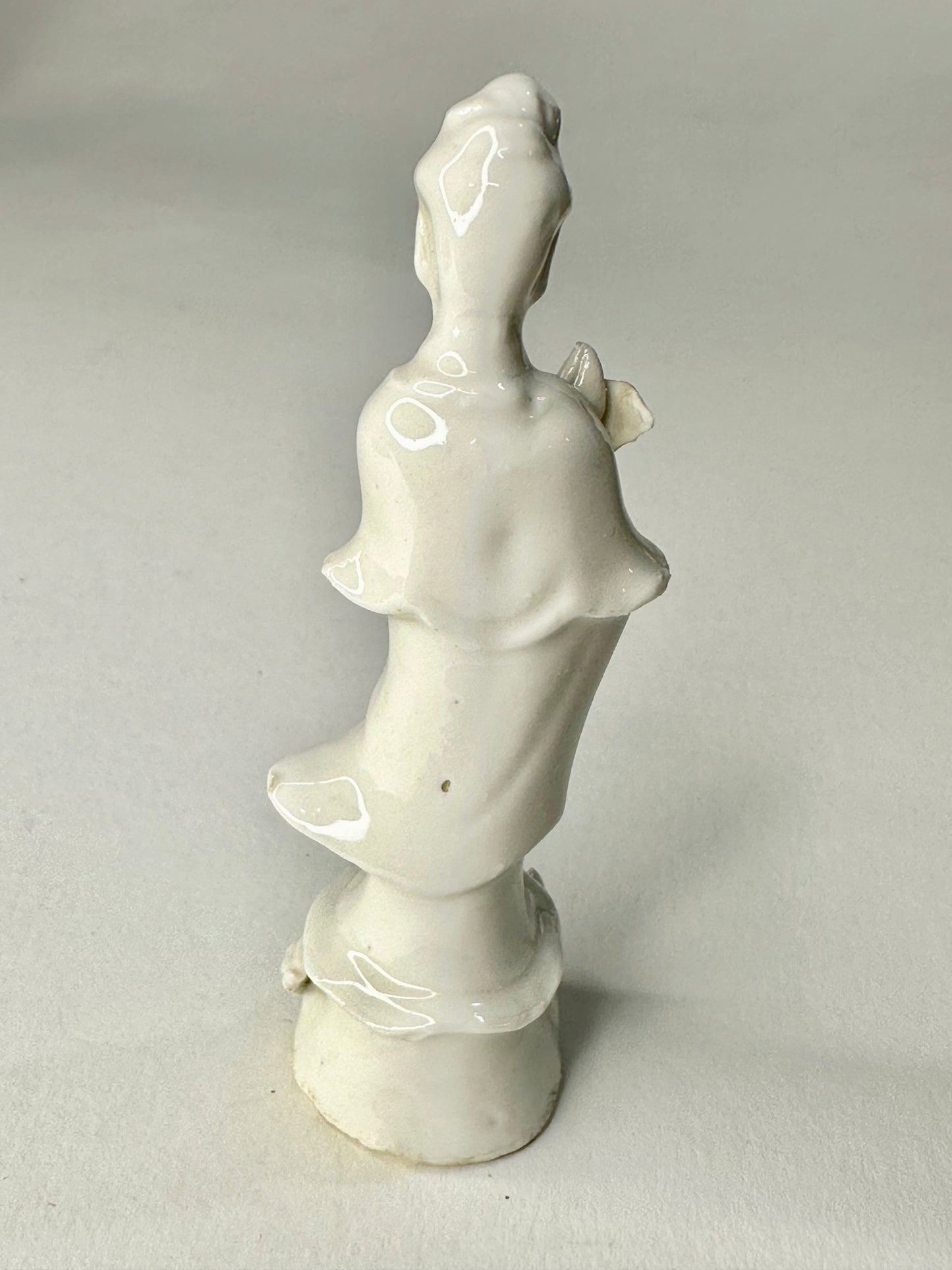 Vintage Chinese Quan-Yin Statue Porcelain God/Gooddess of Compassion Standing Pose 3”