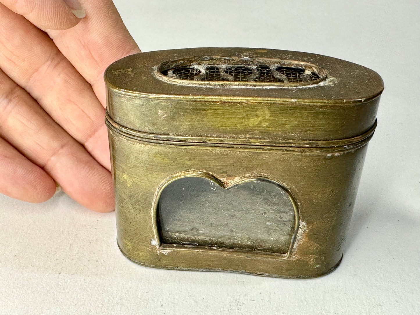 Antique Chinese Metal Cricket Cage w/ Window 2.75"