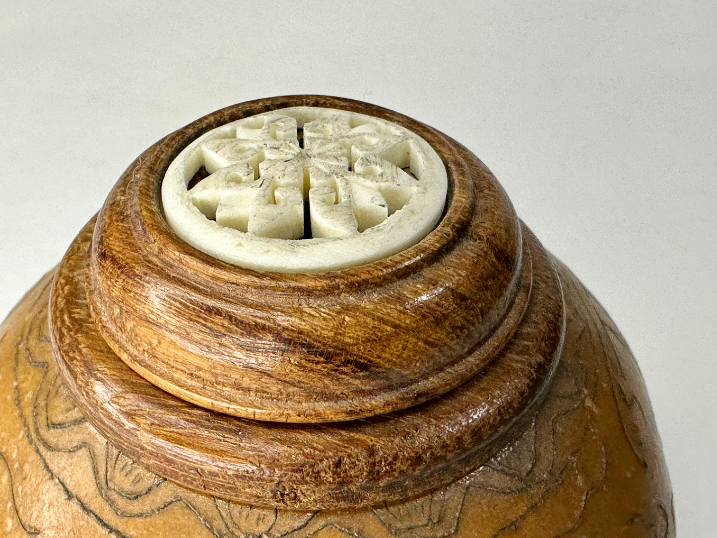 Antique Chinese Gourd Cricket Winter Cage Carvings of Dragons 3.25"