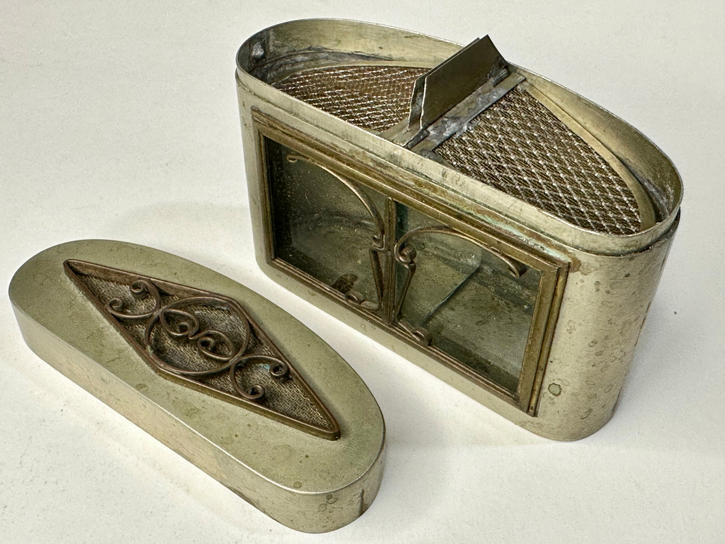 Antique Chinese Cricket Cage w/ Twin Compartments Window 4"