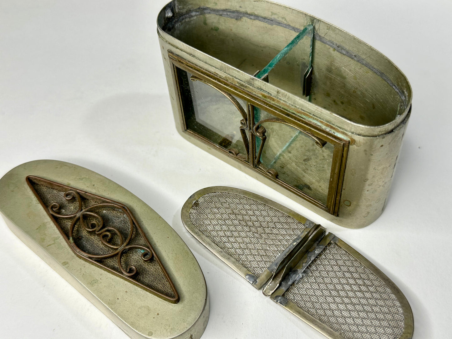 Antique Chinese Cricket Cage w/ Twin Compartments Window 4"