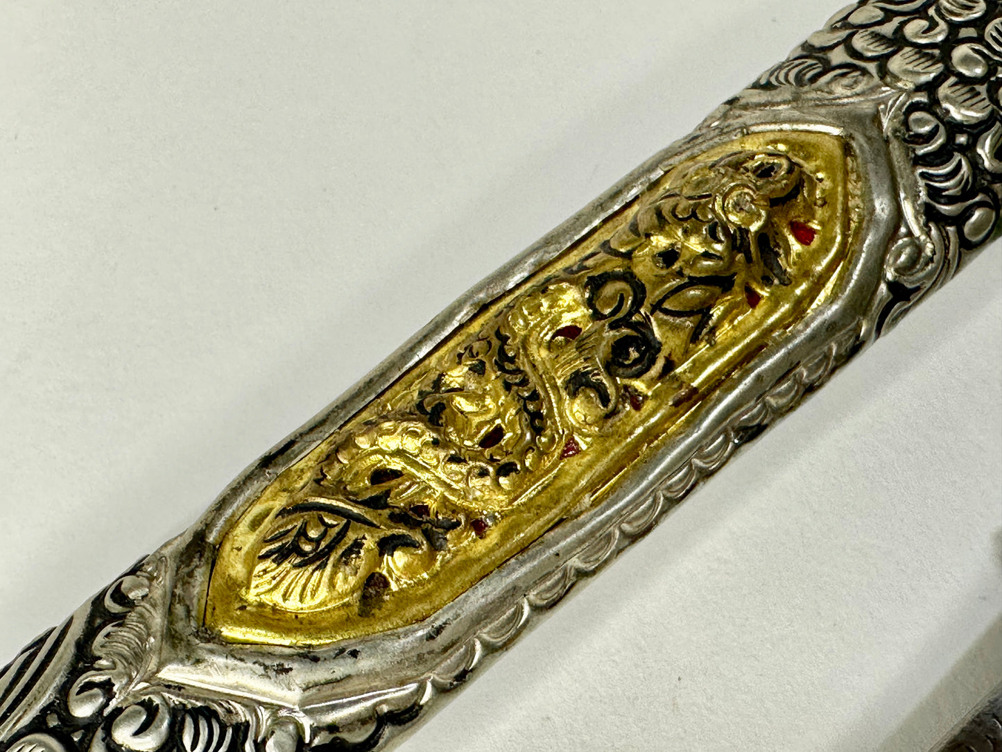 Vintage Tibetan Ceremonial Dagger Ritual Knife Iron Blade w/ Sheath 9"